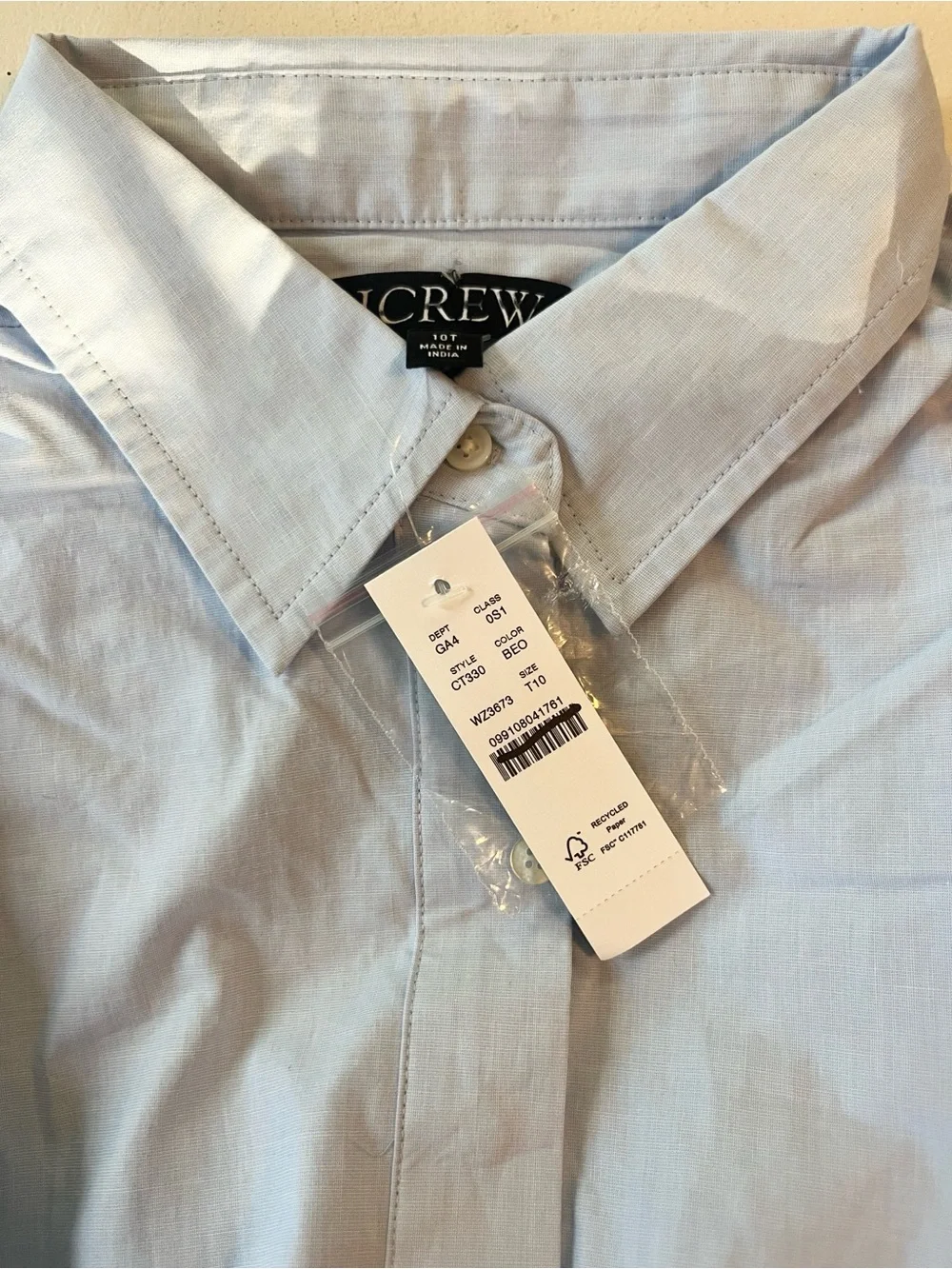 NWT J Crew Tall Elena mini shirt-dress in cotton poplin